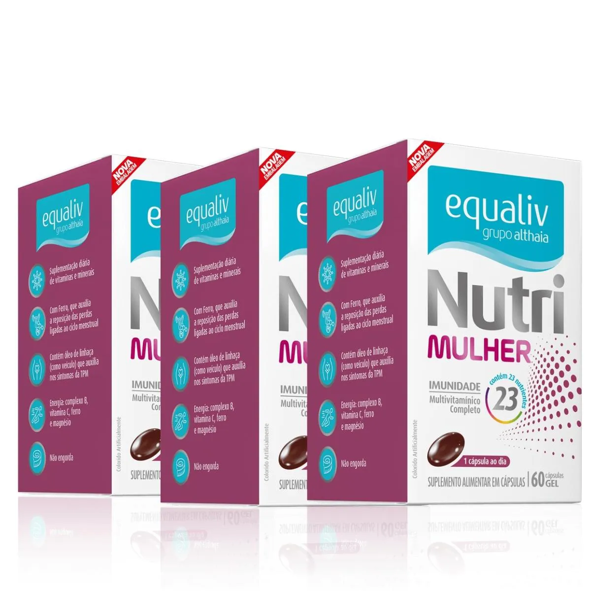 KIT3 NUTRI MULHER MULTIVITAMíNICO BIOTINA COMPLEXO B EQUALIV