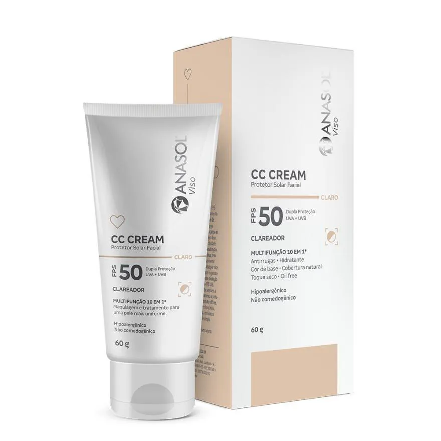 CC CREAM FACIAL ANASOL VISO FPS50 COR CLARA VEGANO 60GR