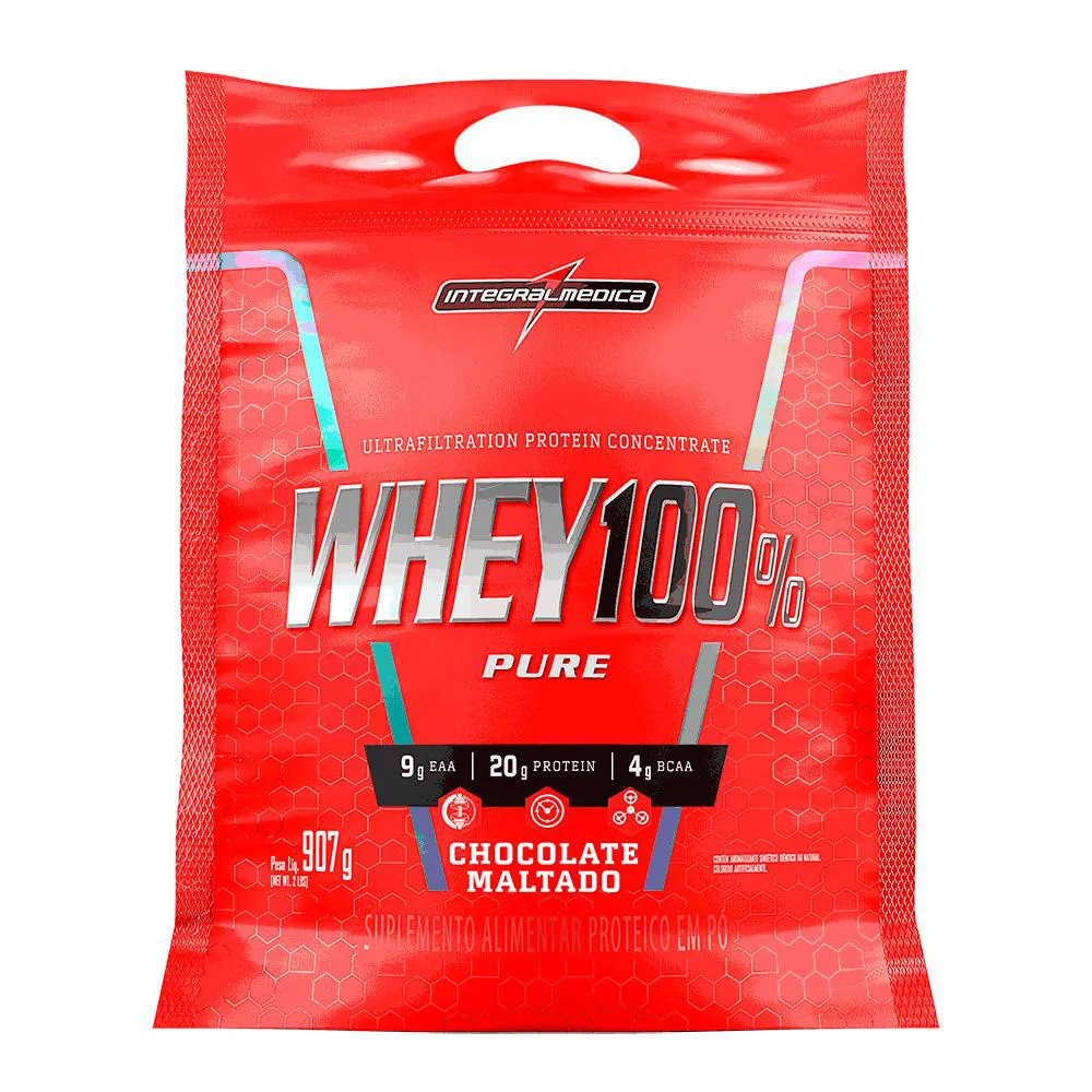 WHEY PROTEIN PURE WHEY 100% POUCH 907G CHOCOLATE MALTADO INTEGRALMEDICA