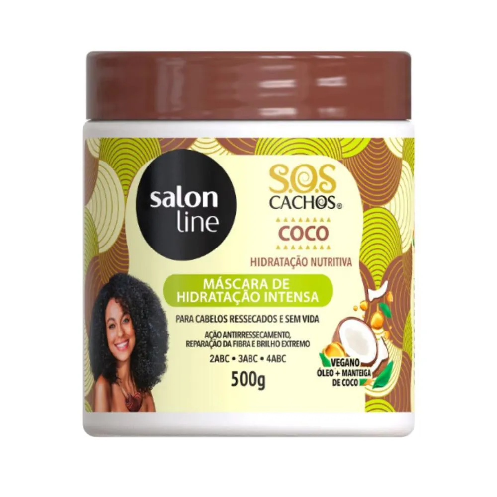 MáSCARA DE HIDRATAçãO INTENSA SALON LINE SOS CACHOS COCO HIDRATAçãO NUTRITIVA 500G