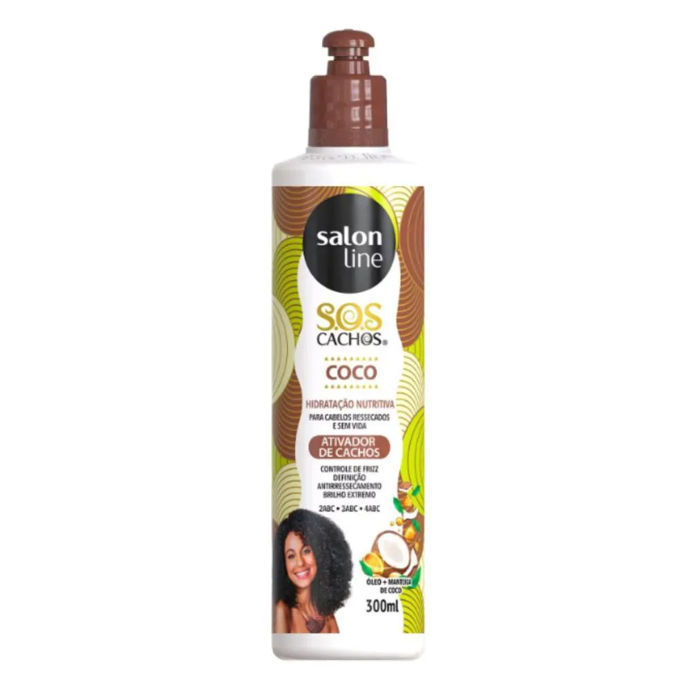 ATIVADOR DE CACHOS SALON LINE SOS CACHOS COCO HIDRATAçãO NUTRITIVA 300ML