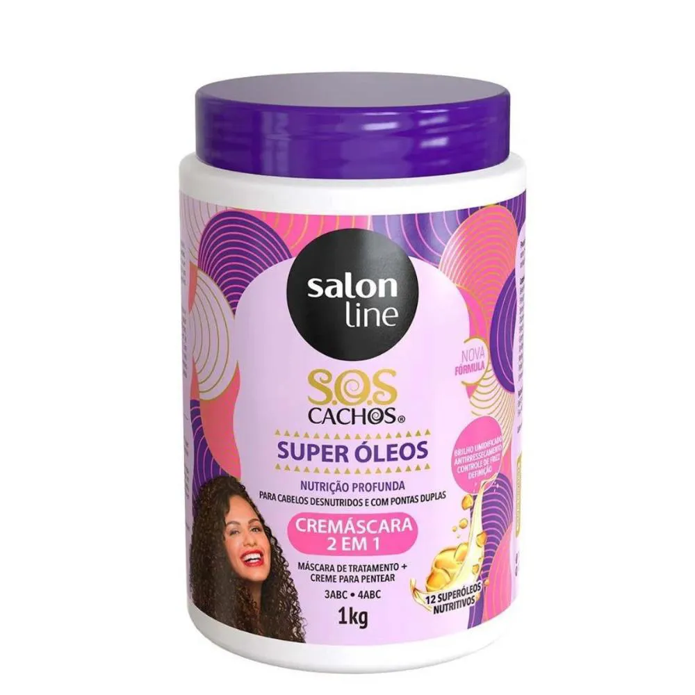 CREMáSCARA 2 EM 1 SALON LINE SOS CACHOS SUPER ÓLEOS NUTRIçãO PROFUNDA 1KG