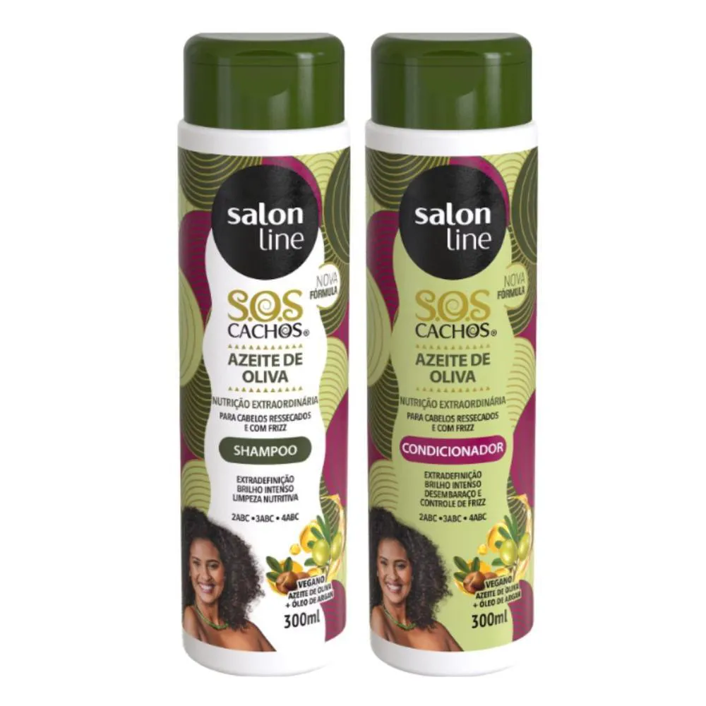 SHAMPOO + CONDICIONADOR SALON LINE SOS CACHOS AZEITE DE OLIVA 300ML
