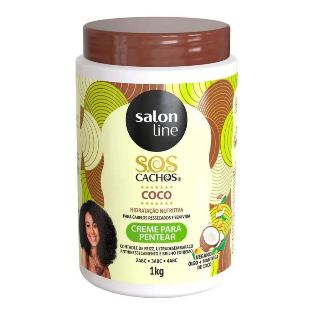 CREME PARA PENTEAR SALON LINE SOS CACHOS COCO HIDRATAçãO NUTRITIVA 1KG