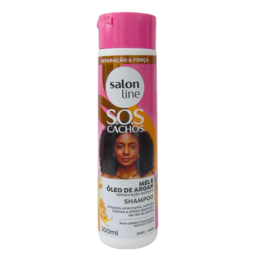 SHAMPOO SALON LINE SOS CACHOS MEL E ARGAN RESTAURAçãO EXTREMA 300ML