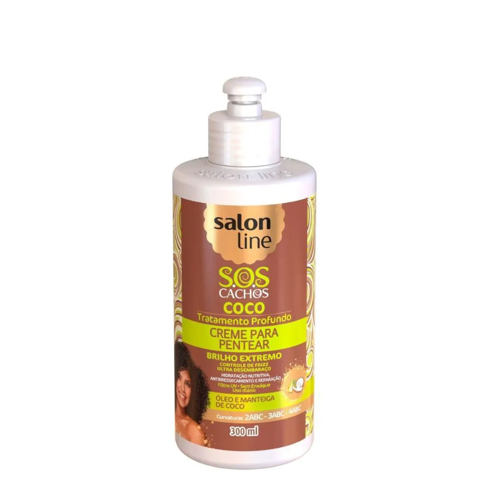 CREME PARA PENTEAR COCO S.O.S CACHOS SALON LINE 300ML