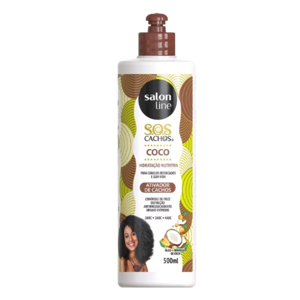 ATIVADOR DE CACHOS SALON LINE SOS CACHOS COCO HIDRATAçãO NUTRITIVA 500ML