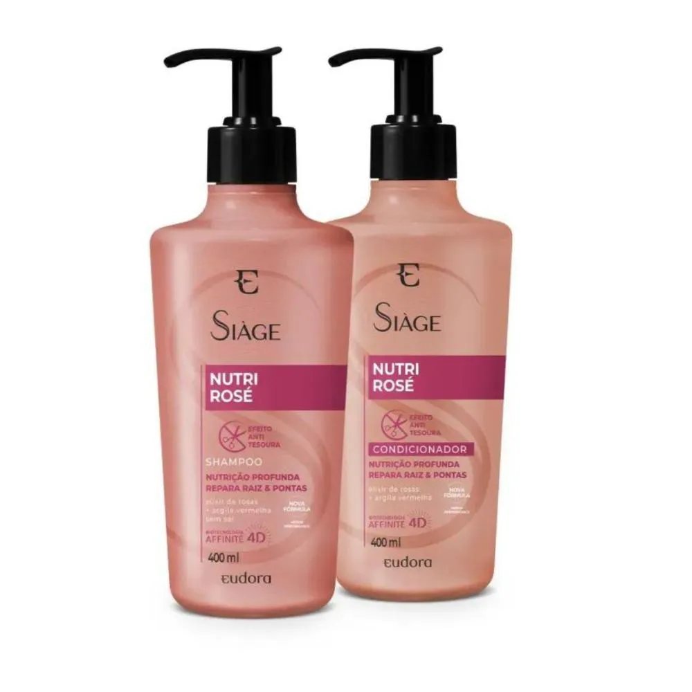 SHAMPOO + CONDICIONADOR 400ML SIAGE EUDORA NUTRI ROSE