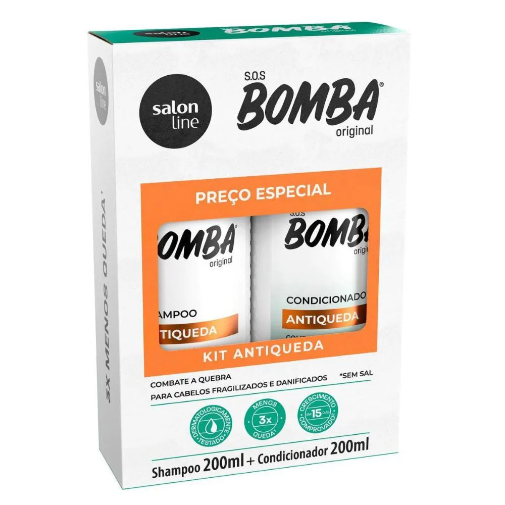 KIT SHAMPOO + CONDICIONADOR SALON LINE S.O.S BOMBA ANTIQUEDA 200ML