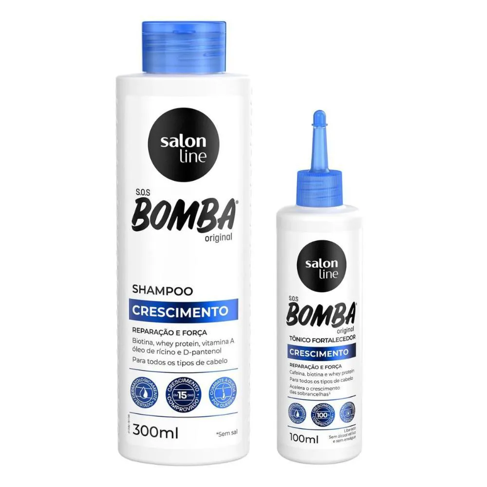 SHAMPOO + TôNICO FORTALECEDOR SALON LINE SOS BOMBA CRESCIMENTO