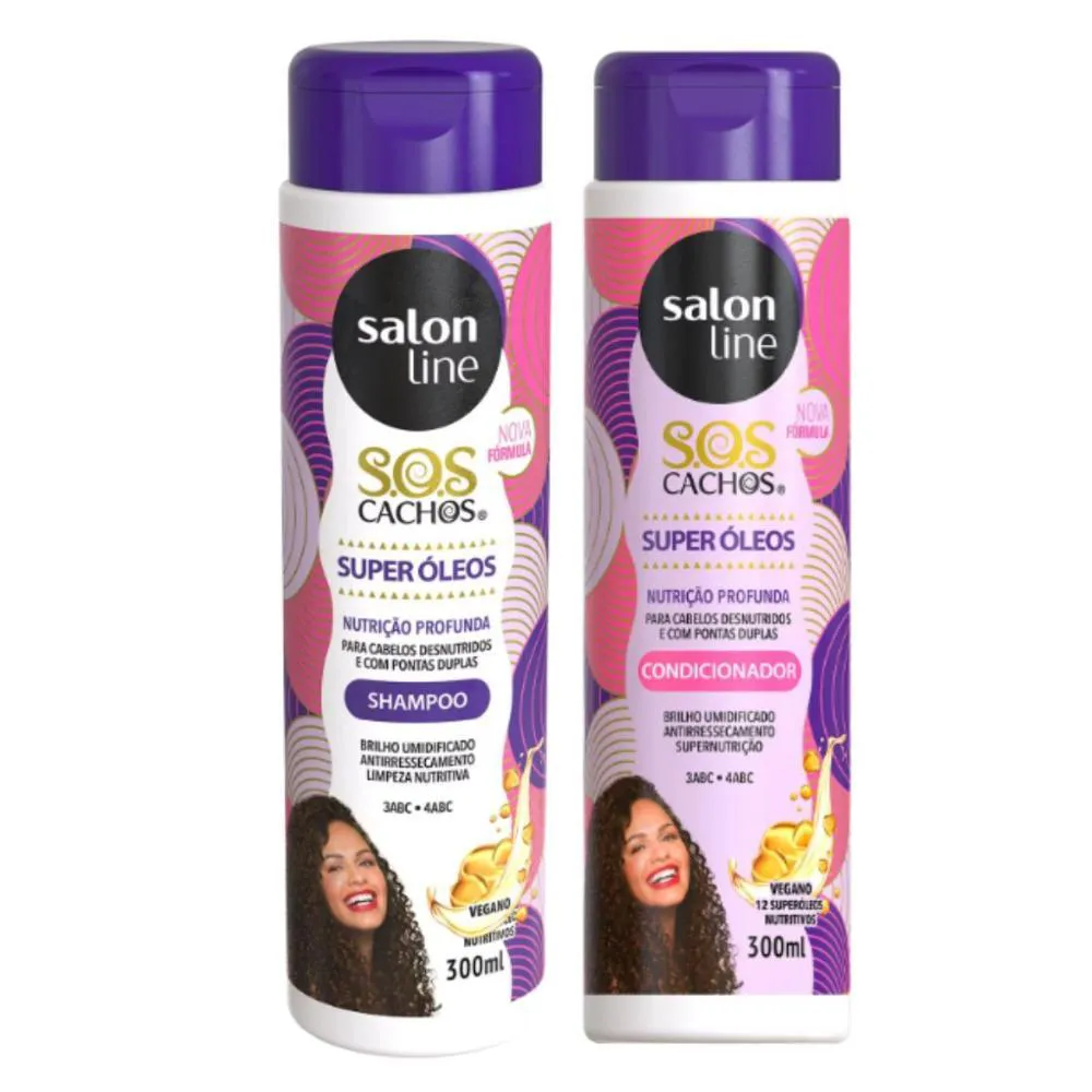 SHAMPOO + CONDICIONADOR SALON LINE SOS CACHOS SUPER ÓLEOS 300ML
