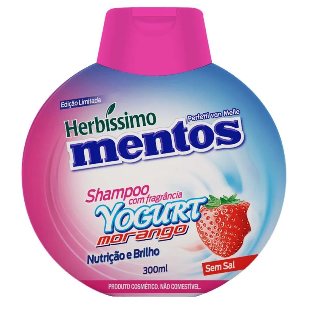 Shampoo Herbíssimo Mentos Yogurt Morango 300ml