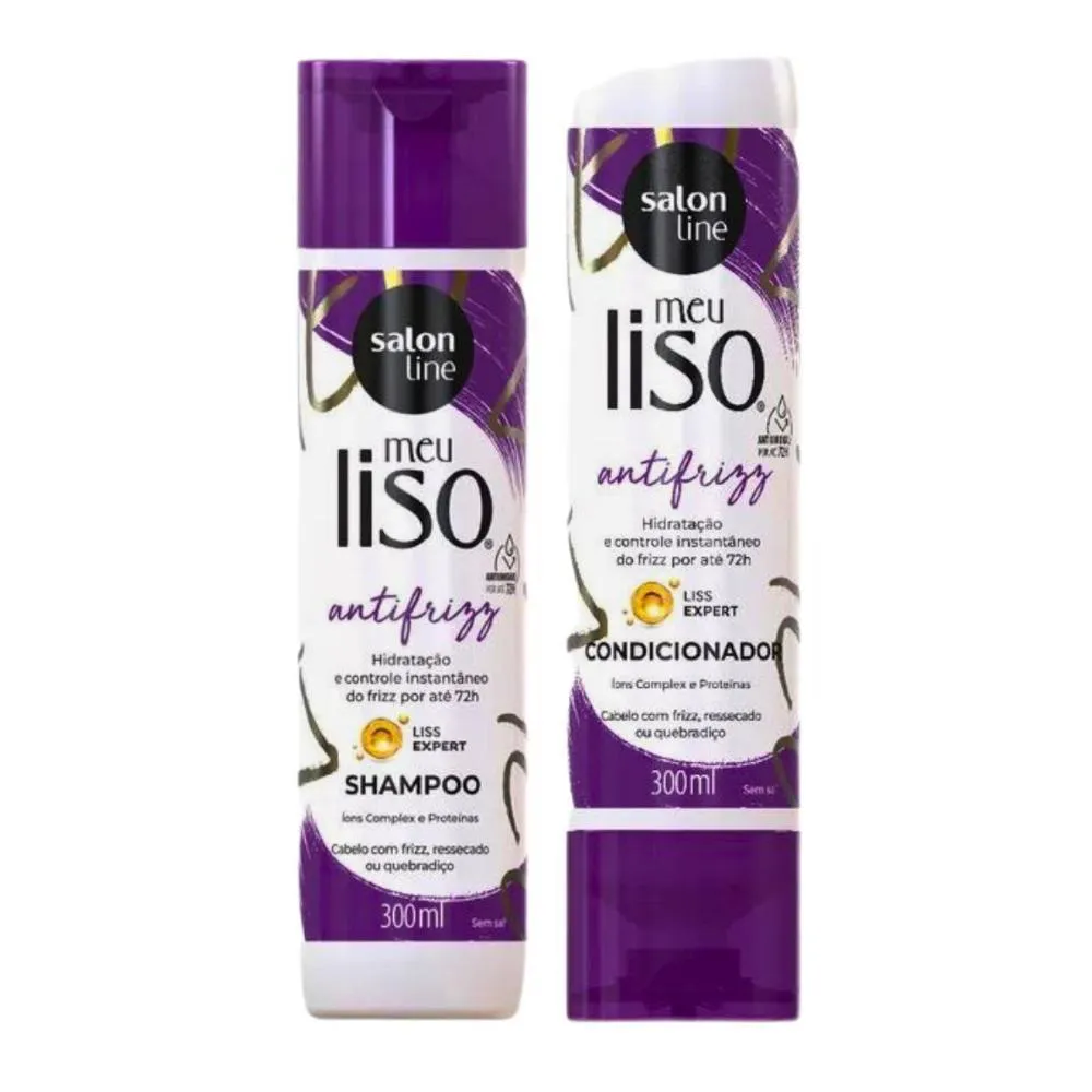 SHAMPOO + CONDICIONADOR SALON LINE MEU LISO ANTIFRIZZ LISS EXPERT C/2