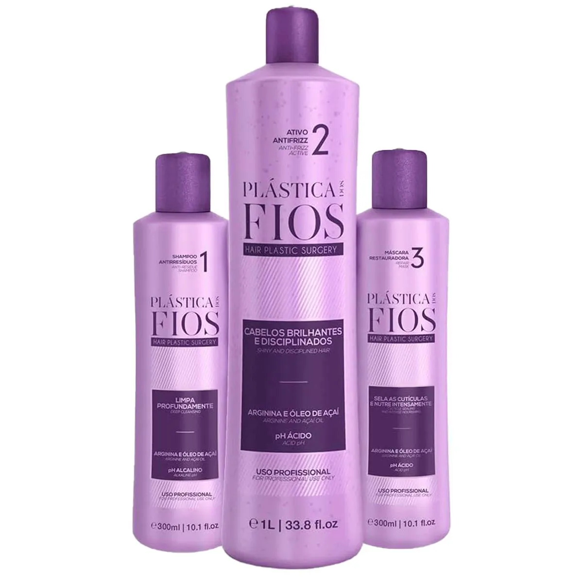KIT CADIVEU PLáSTICA DOS FIOS - SHAMPOO 300ML + MáSCARA 300ML + ATIVO ANTIFRIZZ 1L