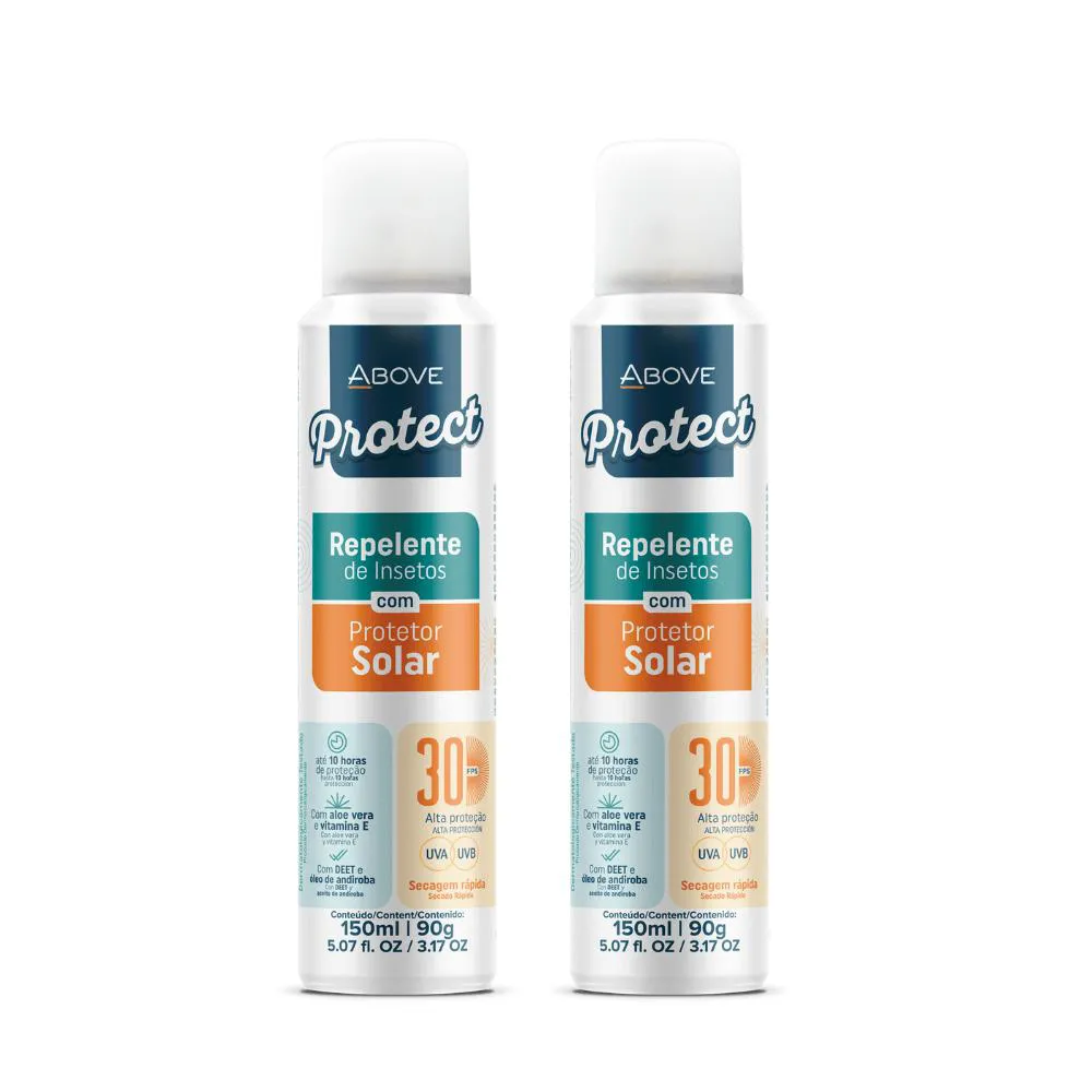 KIT 2 REPELENTES SPRAY COM PROTEçãO SOLAR FPS30 150ML ABOVE