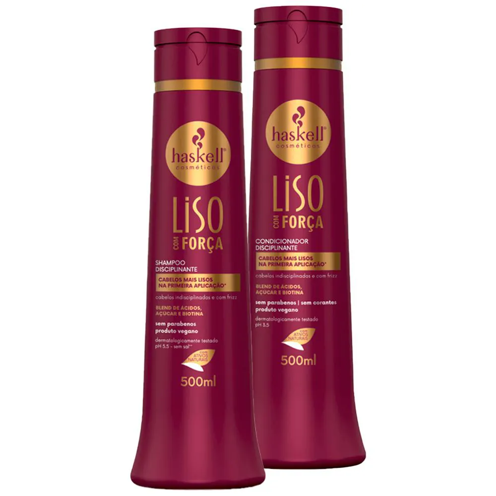 KIT LISO COM FORçA HASKELL SHAMPOO+ CONDICIONADOR 500ML
