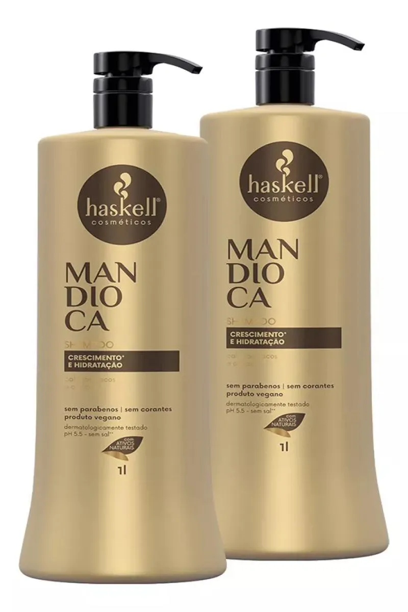 KIT HASKELL MANDIOCA 2 SHAMPOOS 1L + BRINDE