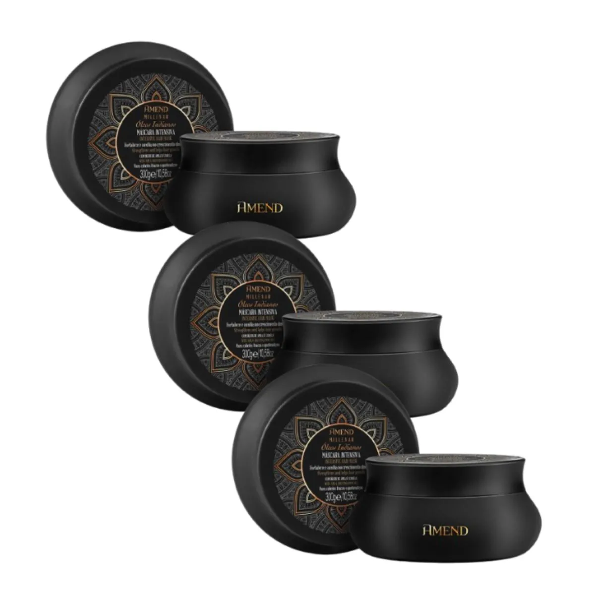 KIT COM 3 MáSCARA INTENSIVA AMEND MILLENAR ÓLEOS INDIANOS 300G