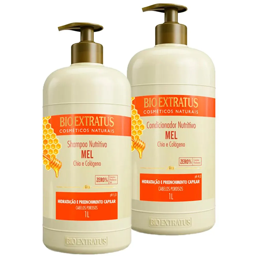KIT BIO EXTRATUS MEL NUTRITIVO SHAMPOO CONDICIONADOR 1LITRO