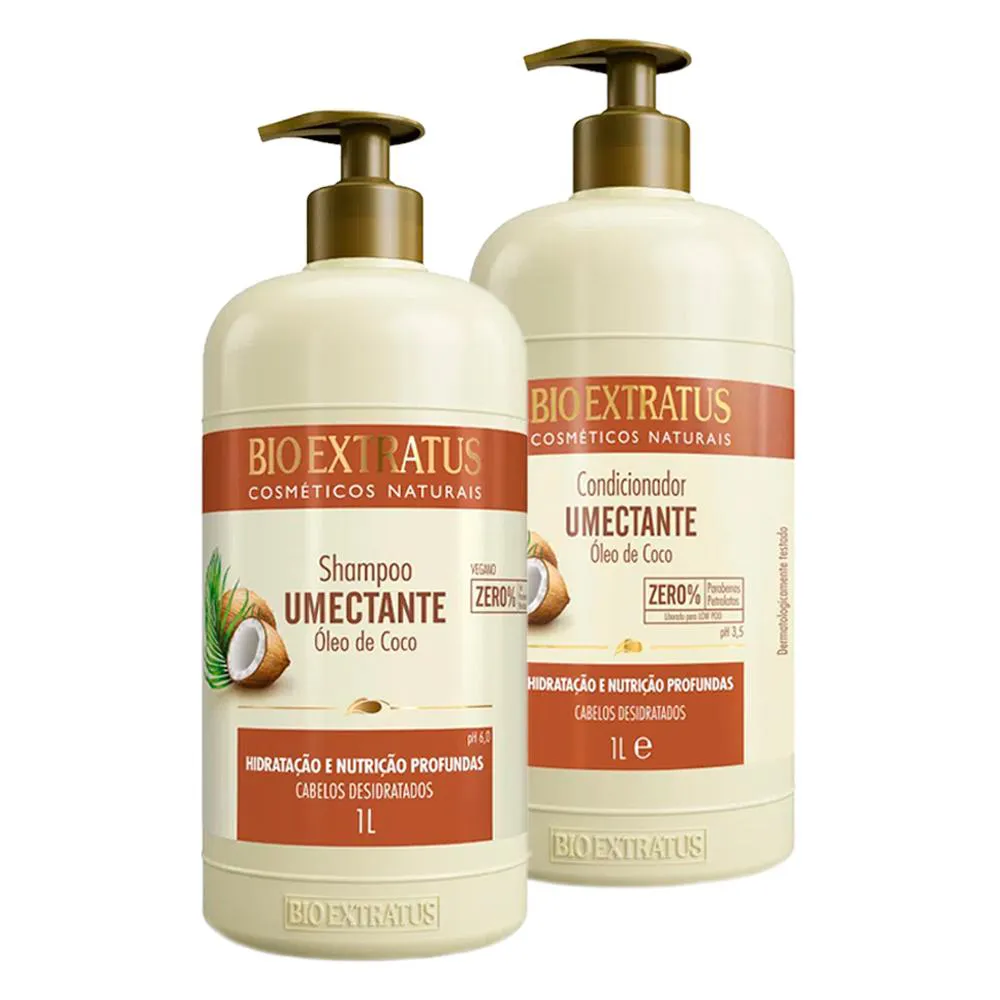 KIT BIO EXTRATUS UMECTANTE ÓLEO DE COCO SHAMPOO CONDICIONADOR 1KG