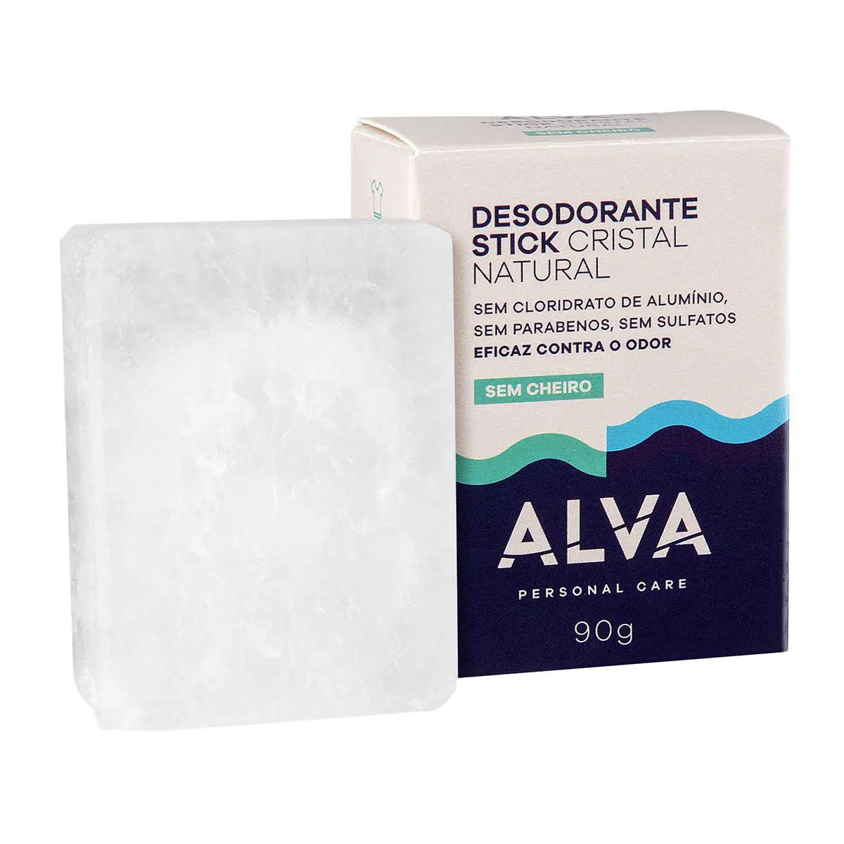 Desodorante Vegano Sem Alumínio Stick Cristal Alva Personal Care Cristal Natural 12h Sem Perfume 90g