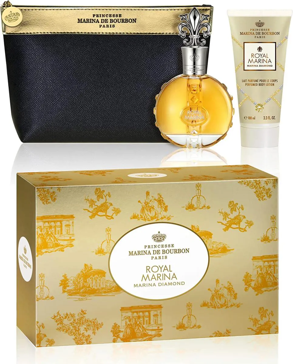 Kit Royal Diamond Marina De Bourbon 100ml + Loção Corporal 150ml + Nécessarie