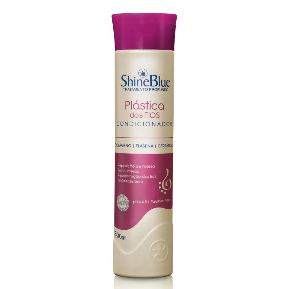 CONDICIONADOR SHINE BLUE PLáSTICA DOS FIOS 300ML