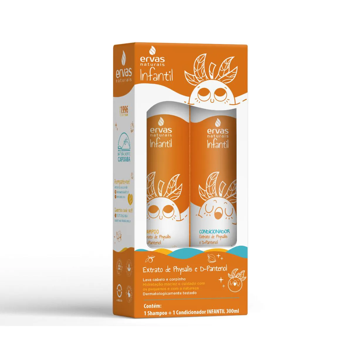 KIT SHAMPOO E CONDICIONADOR INFANTIL DE PHYSALIS 300ML - ERVAS NATURAIS