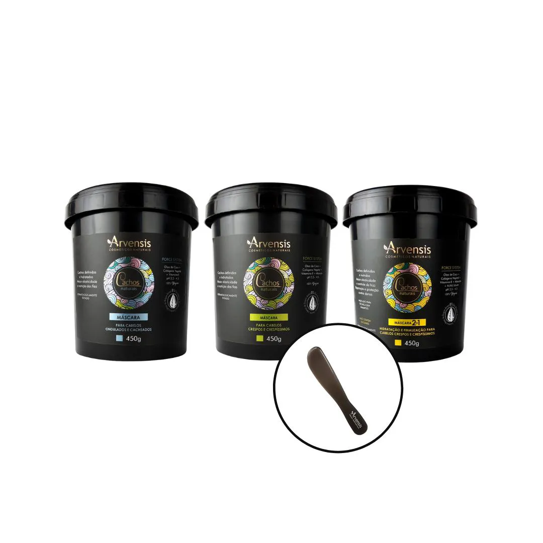 KIT ARVENSIS MáSCARA 2X1 + MáSCARA ONDULADOS 450G + MáSCARA CRESPOS 450G