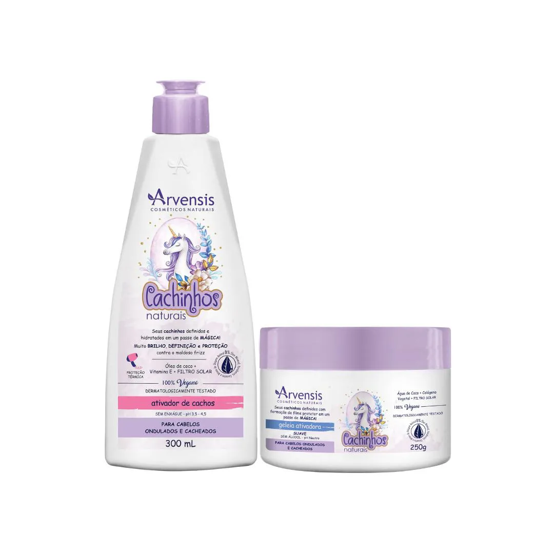 KIT ARVENSIS CACHINHOS NATURAIS ATIVADOR ONDULADOS + GELEIA SUAVE