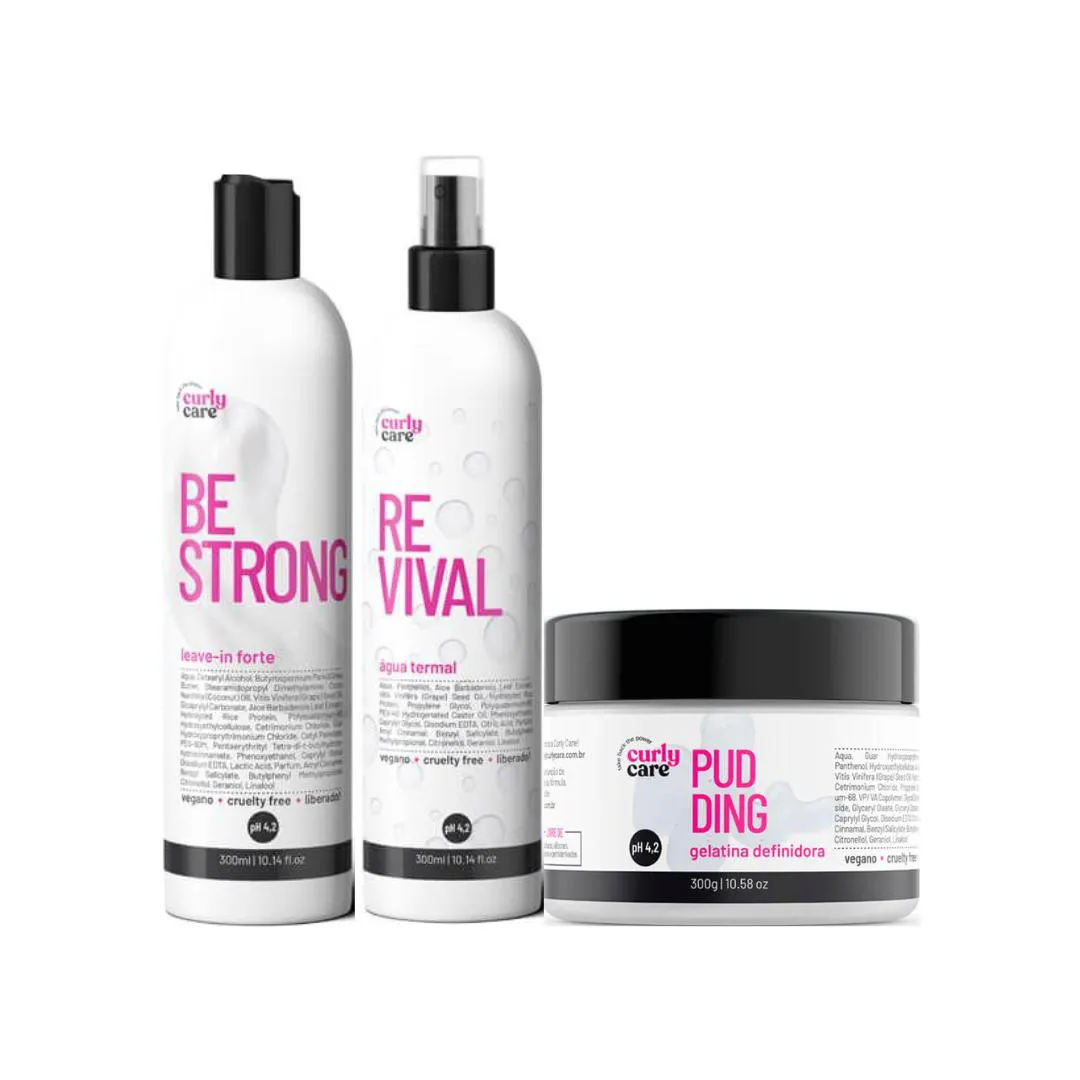 KIT FINALIZADORES BE STRONG + REVIVAL + PUDDING - CURLY CARE