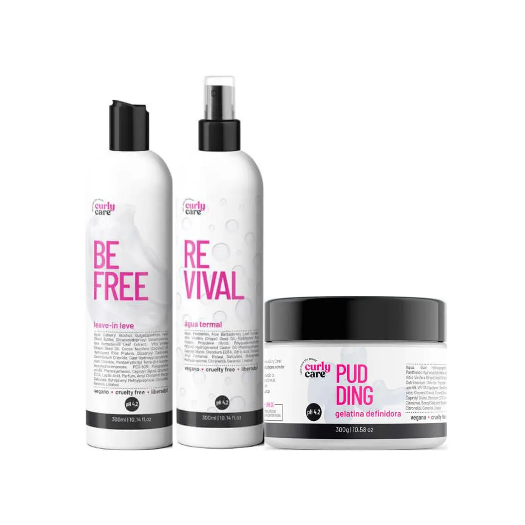 KIT FINALIZADORES BE FREE + REVIVAL + PUDDING - CURLY CARE