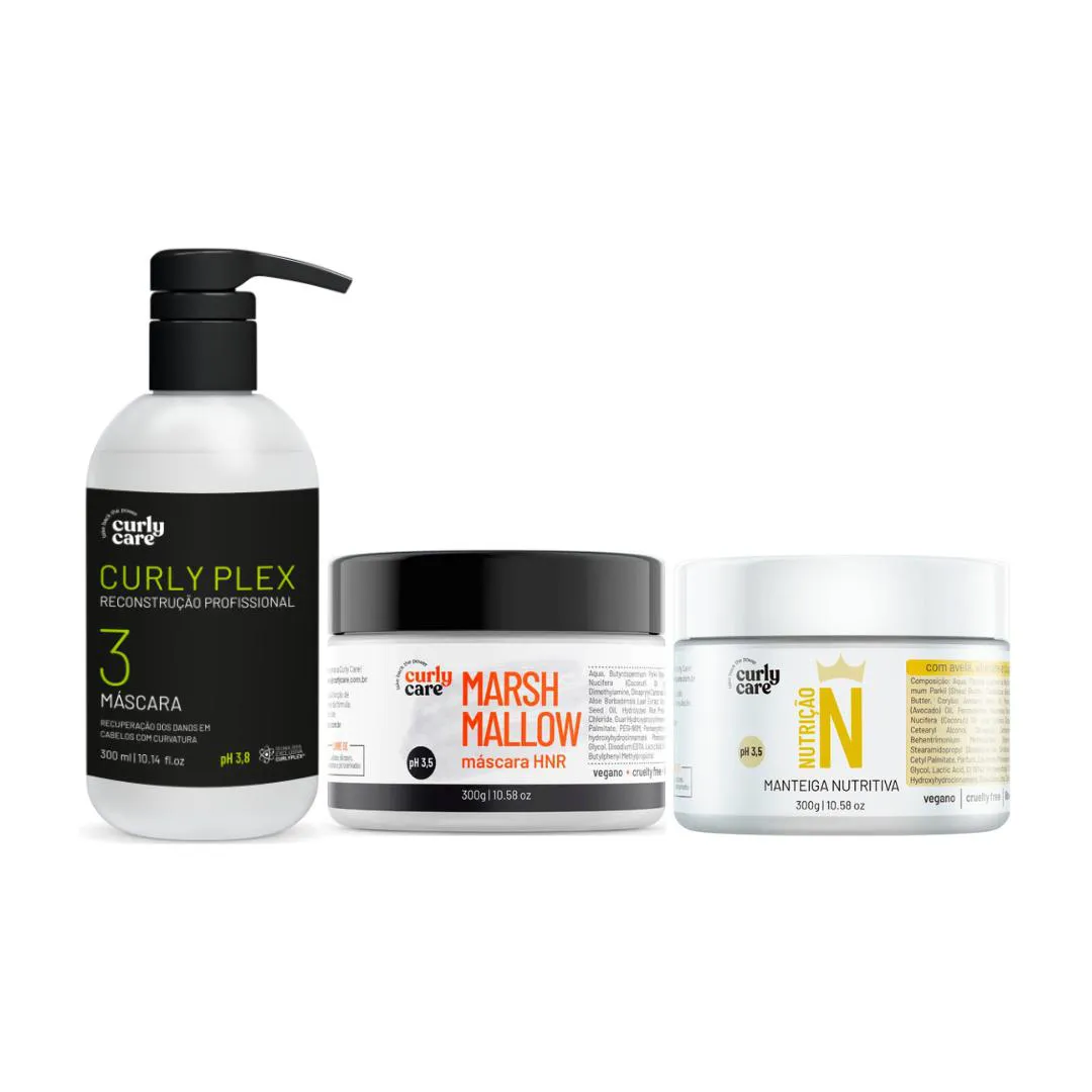 Kit Cronograma Marshmallow + Manteiga N + Máscara Curly Plex - Curly Care
