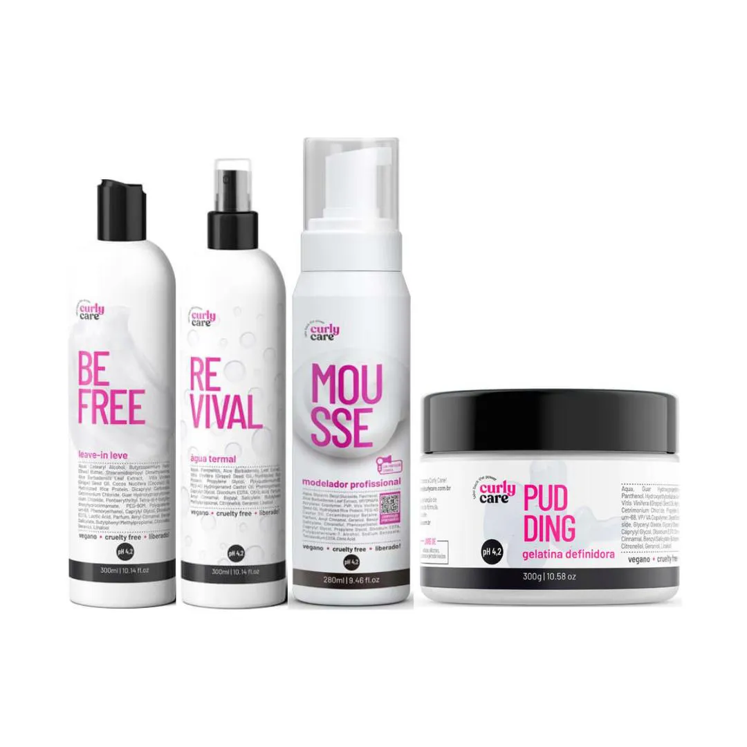 KIT FINALIZADORES BE FREE + RE VIVAL + MOUSSE + PUDDING - CURLY CARE
