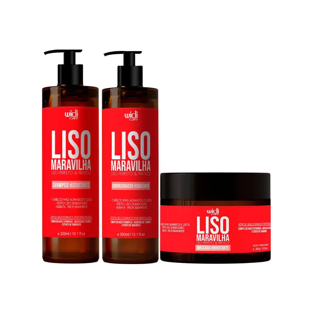 KIT LISO MARAVILHA SHAMPOO, CONDICIONADOR E MáSCARA