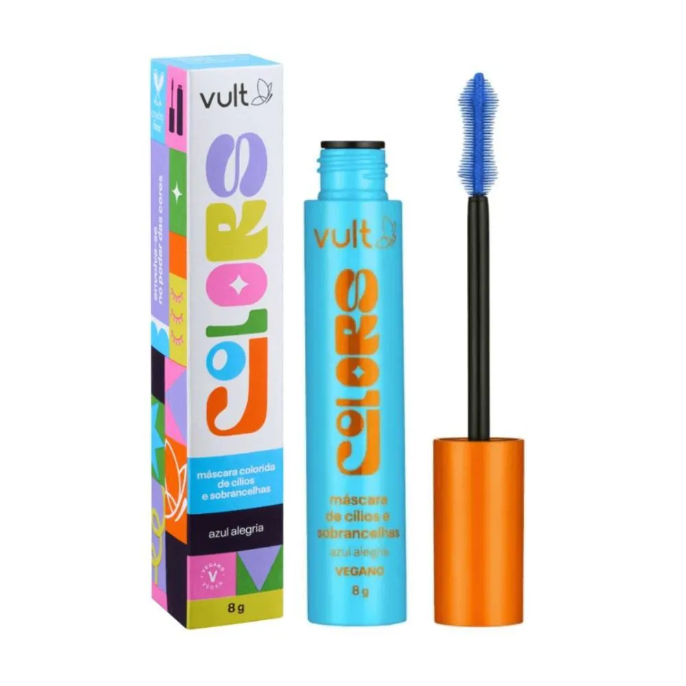 MáSCARA COLORIDA DE CíLIOS E SOMBRANCELHAS VULT COLORS AZUL ALEGRIA 8G