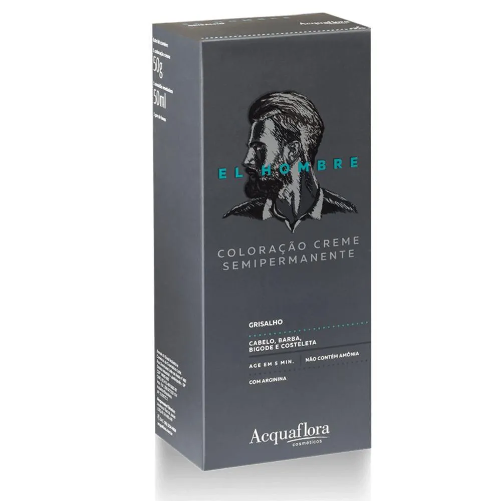 KIT COLORAçãO CREME SEMIPERMANENTE ACQUAFLORA EL HOMBRE GRISALHO