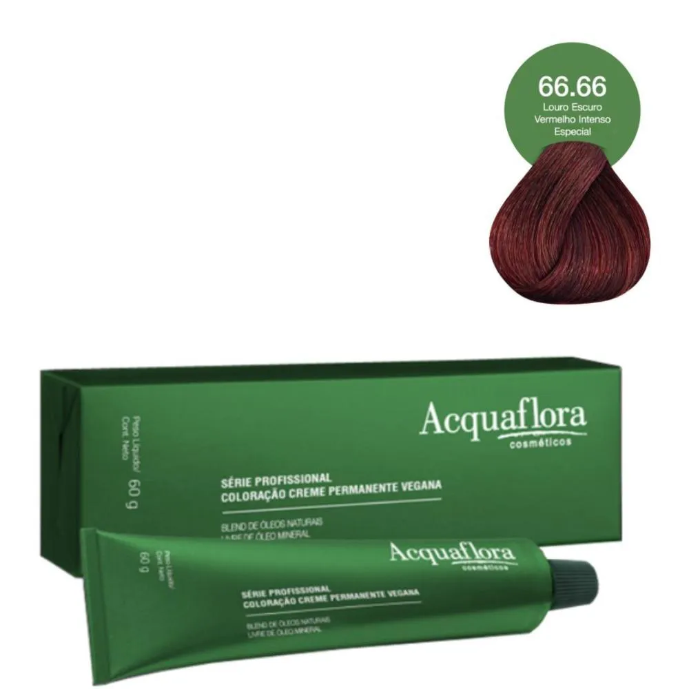 Coloração Creme Acquaflora Vegana 66.66 Louro Escuro Vermelho Intenso Especial 60G