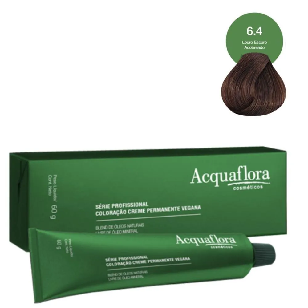 COLORAçãO CREME ACQUAFLORA VEGANA 6.4 LOURO ESCURO ACOBREADO 60G
