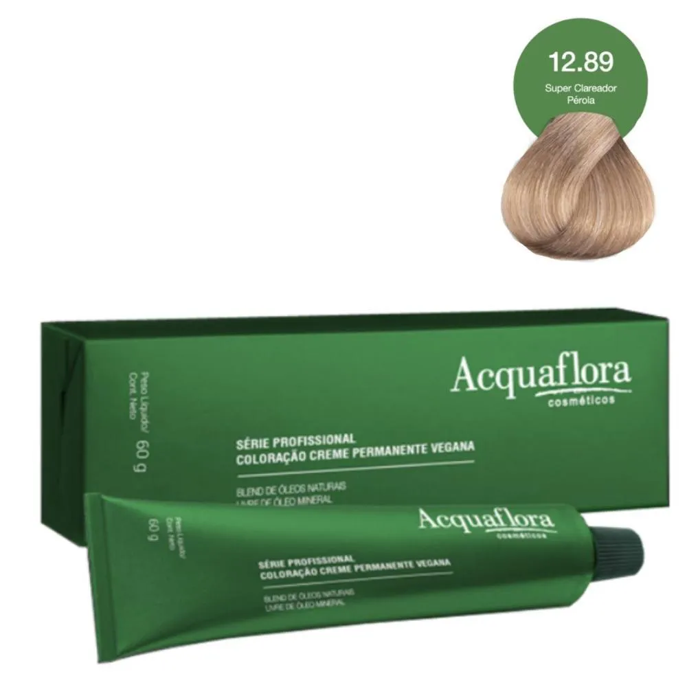 COLORAçãO CREME ACQUAFLORA VEGANA 12.89 SUPERCLAREADOR PéROLA 60G