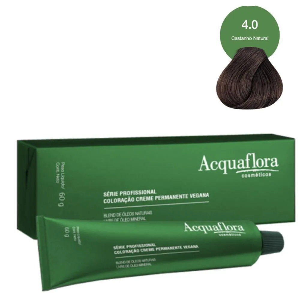 COLORAçãO CREME ACQUAFLORA VEGANA 4.0 CASTANHO NATURAL 60G