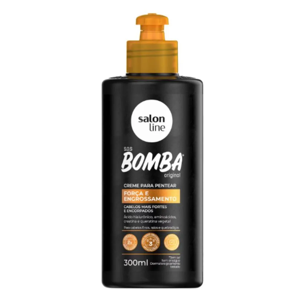 CREME PARA PENTEAR SALON LINE S.O.S BOMBA FORçA E ENGROSSAMENTO 300ML