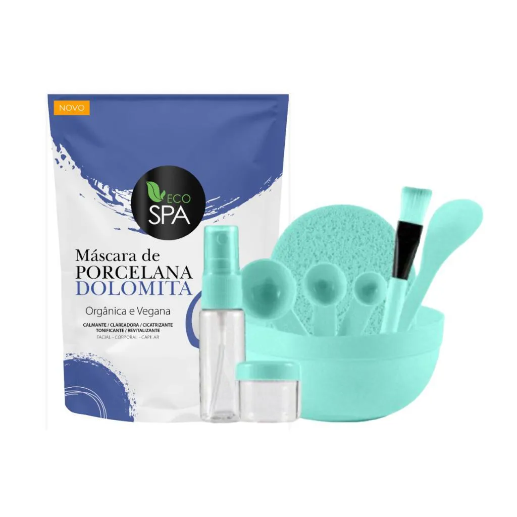 KIT 10 PEçAS PARA APLICAçãO MáSCARA PORCELANA + BACIA + ESPáTULA + PINCEL