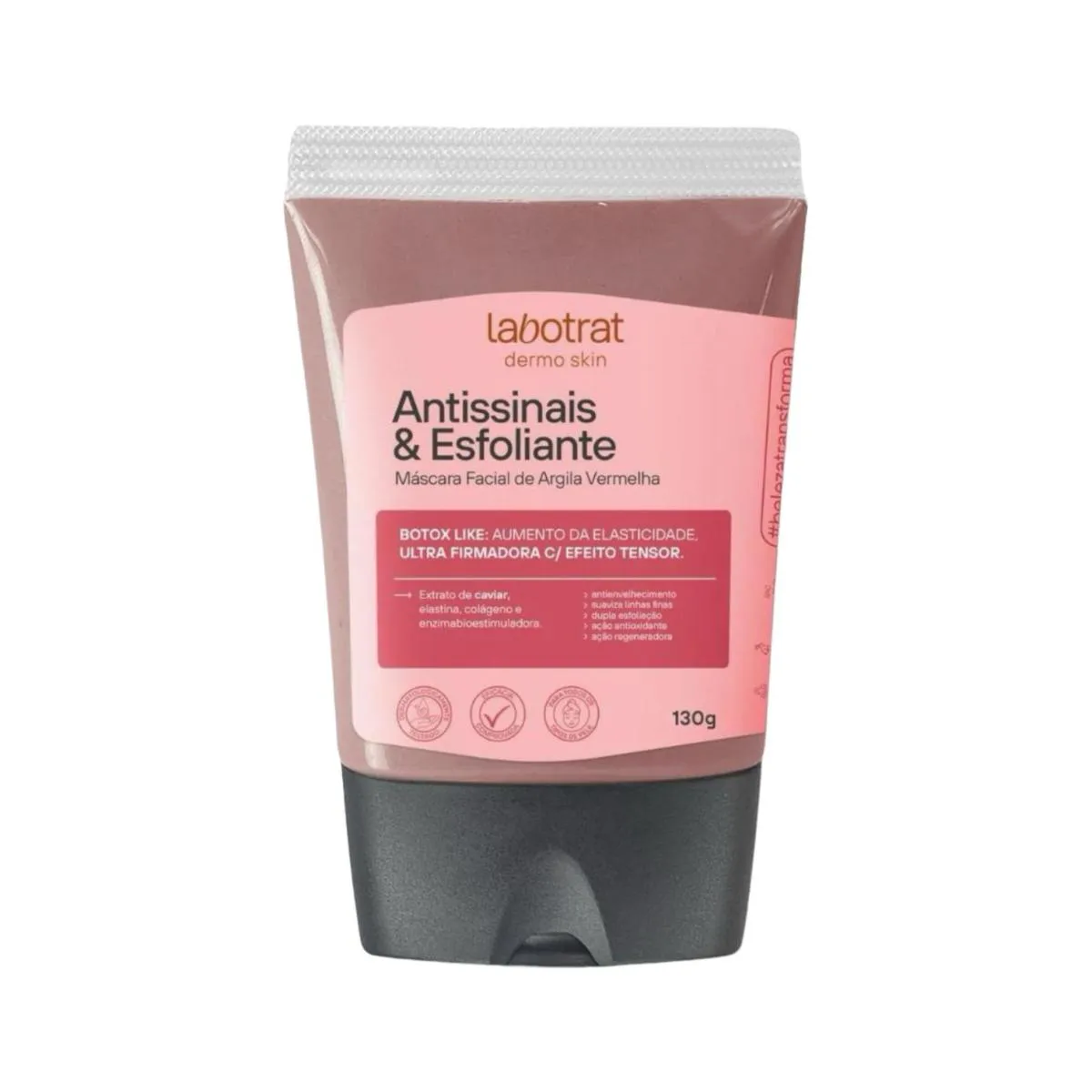 MáSCARA FACIAL ARGILA VERMELHA ANTISSINAIS ESFOLIANTE LABOTRAT - 130G