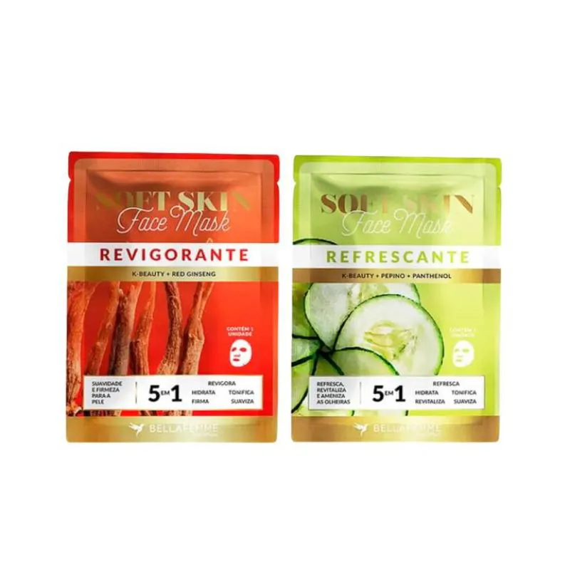 MASCARA FACIAL REVIGORANTE E REFRESCANTE SOFT SKIN BELLAFEMME
