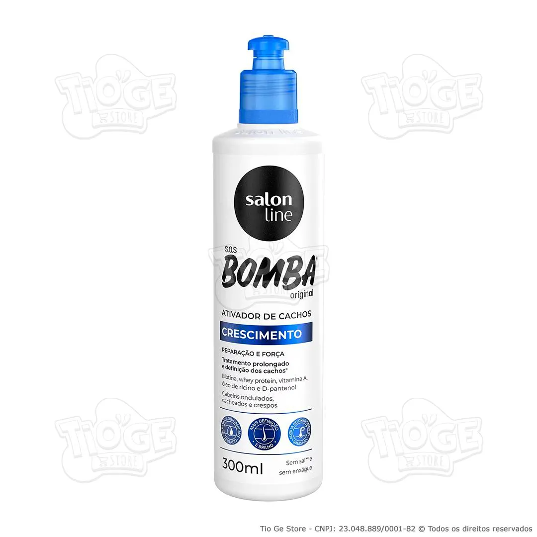 ATIVADOR DE CACHOS CRESCIMENTO SOS BOMBA ORIGINAL CABELOS ONDULADOS, CACHEADOS E CRESPOS 300ML