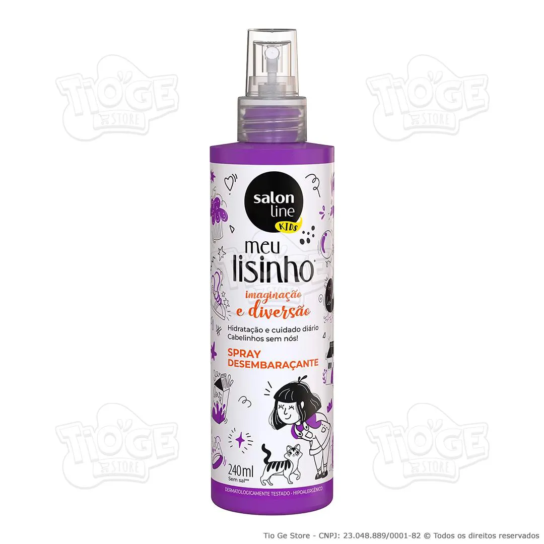 SPRAY DESEMBARAçANTE INFANTIL MEU LISINHO KIDS IMAGINAçãO E DIVERSãO SEM ENXAGUE CABELOS LISOS 240ML