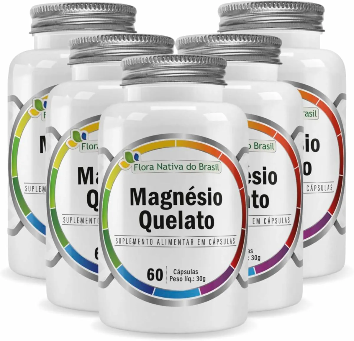 5X MAGNéSIO QUELATO (BISGLICINATO DE MAGNéSIO) 60 CAPSULAS DE 500MG FLORA NATIVA DO BRASIL