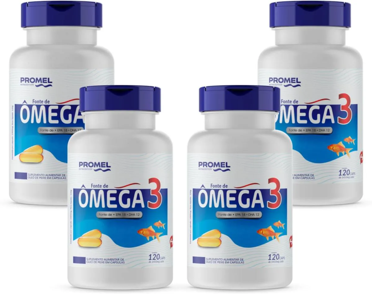 4X ÔMEGA 3 (ÓLEO DE PEIXE) 120 CAPS DE 1450MG PROMEL