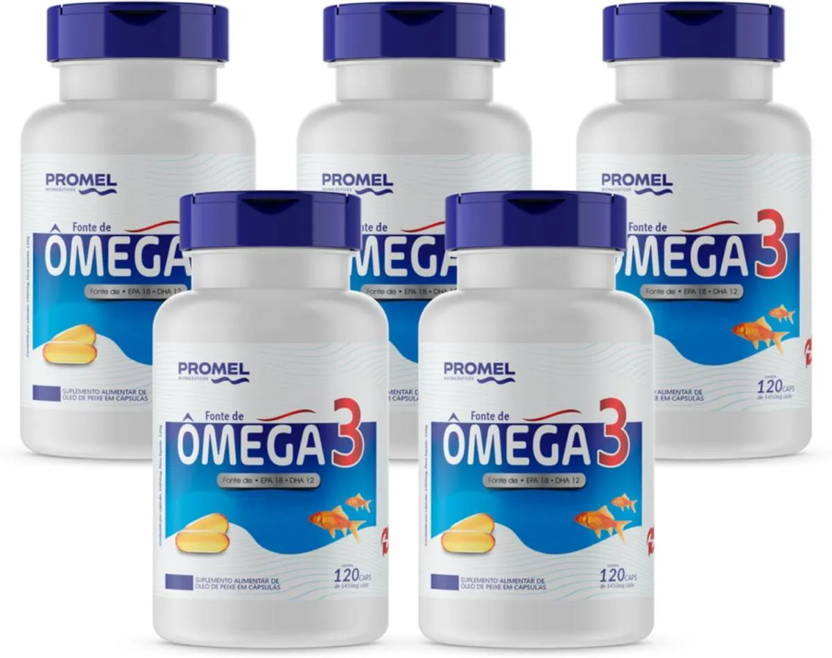 5X ÔMEGA 3 (ÓLEO DE PEIXE) 120 CAPS DE 1450MG PROMEL